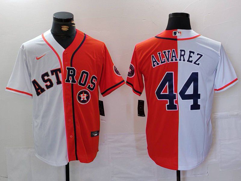 Men Houston Astros 44 Alvarez White orange Nike 2024 MLB Jersey style 1